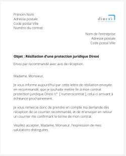 Résilier une protection juridique Direxi