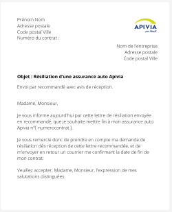 La résiliation d'un contrat auto Apivia