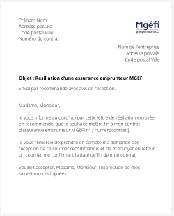 La résiliation d'une assurance emprunteur MGEFI