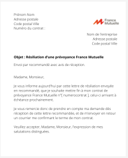 La résiliation d'une prévoyance France Mutuelle