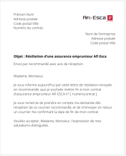 La résiliation d'une assurance emprunteur AFI ESCA