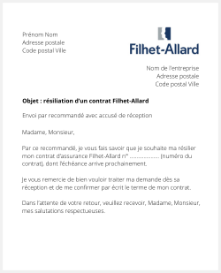La résiliation d'un contrat Filhet Allard