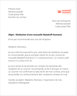 La résiliation d'une assurance santé Malakoff Humanis