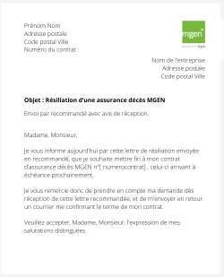 La résiliation d'une assurance décès MGEN