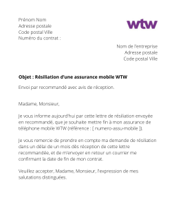 la lettre pour resilier une assurance mobile wtw