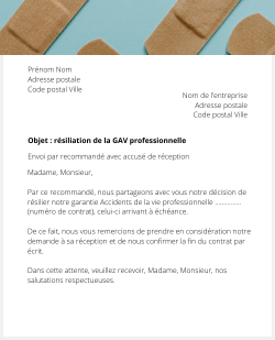 lettre resiliation gav pro