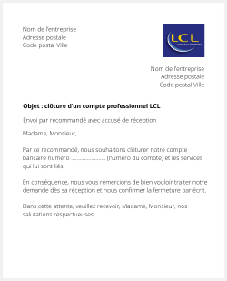 lettre cloture compte bancaire lcl