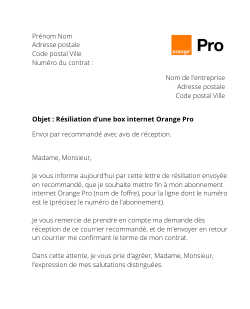 la lettre pour resilier une offre internet orange pro