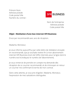 la lettre pour resilier une offre internet sfr business
