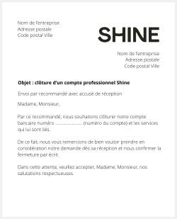 lettre cloture shine