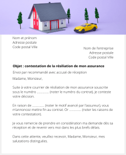 lettre contestation resiliation assurance par l'assureur