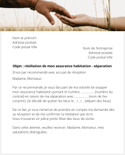 la lettre pour resilier une assurance habitation pour divorce ou separation
