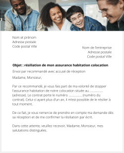 la lettre pour resilier une assurance logement en colocation