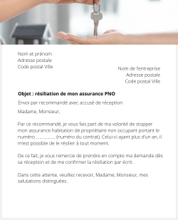 la lettre pour resilier une assurance pno