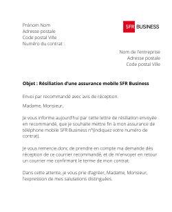la lettre pour resilier une assurance mobile sfr business