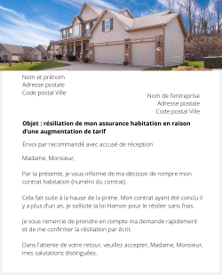 lettre resiliation assurance habitation hausse tarif