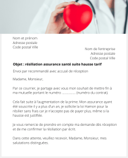 lettre resiliation mutuelle augmentation tarif