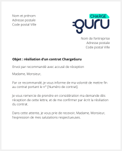 lettre resiliation chargeguru