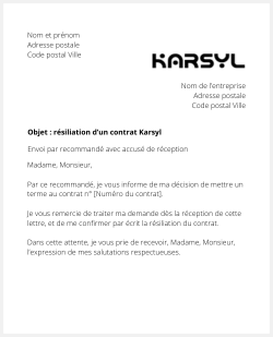lettre resiliation karsyl