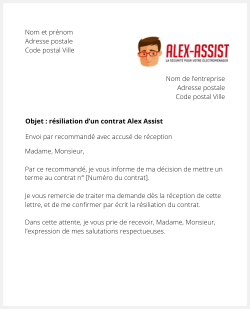 lettre resiliation alex assist