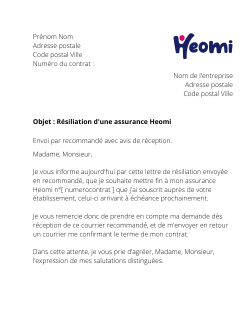 la lettre pour resilier une assurance heomi