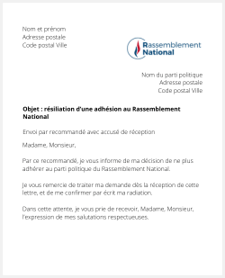 lettre resiliation rn