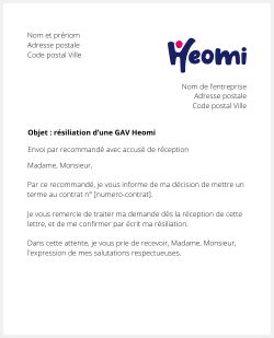 lettre resiliation gav heomi