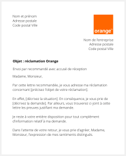 lettre reclamation orange