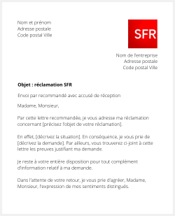 lettre reclamation sfr