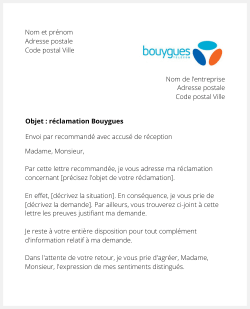 lettre reclamation bouygues