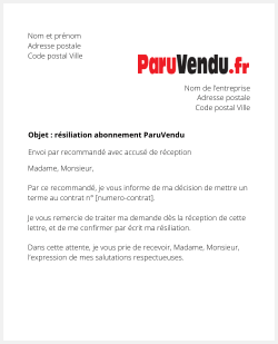 lettre resiliation paruvendu