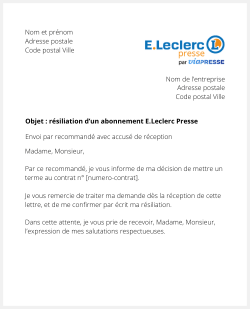 lettre resiliation leclerc presse