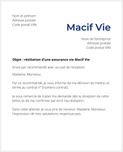 resilier une assurance vie macif vie