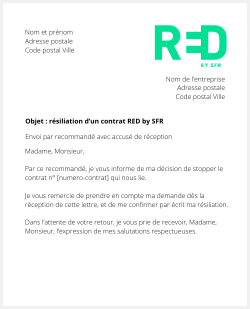 lettre resiliation RED by SFR
