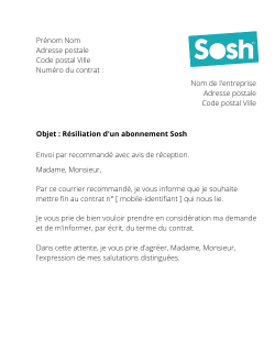 la lettre de résiliation Sosh mobile