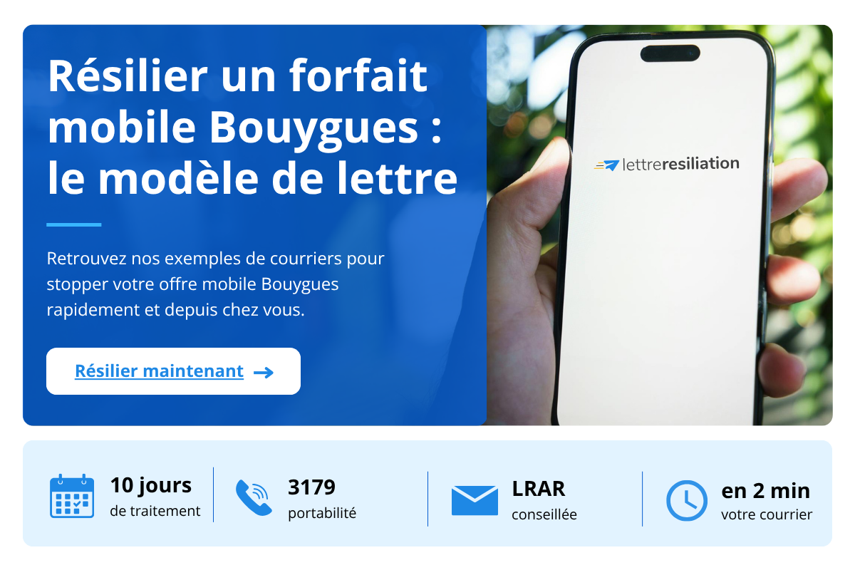 la lettre pour resilier un forfait mobile bouygues