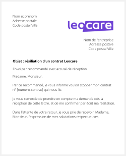 lettre resiliation assurance leocare