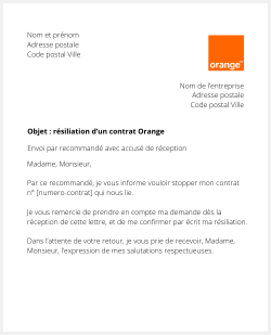 lettre resiliation orange