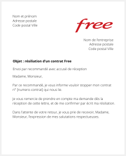 lettre resiliation free