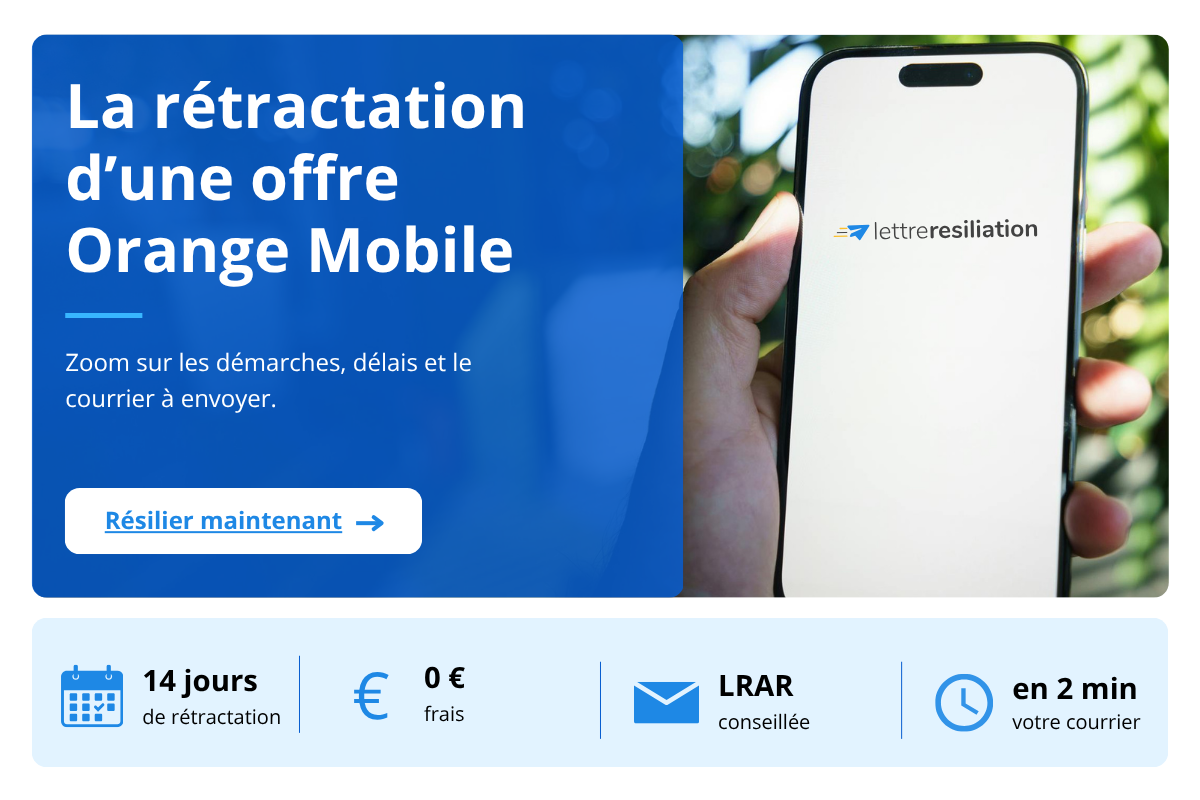 rétractation forfait mobile Orange