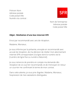 la lettre de resiliation sfr mobile