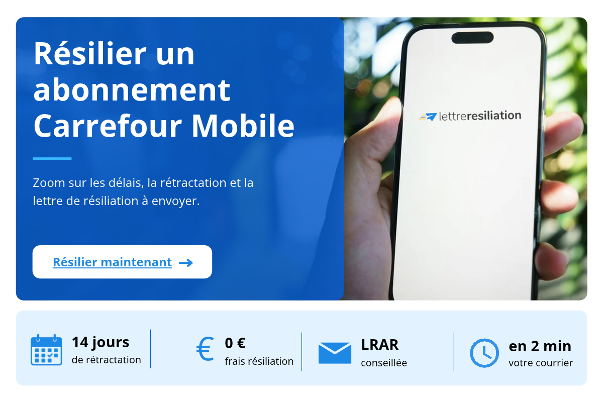 lettre de résiliation forfait Carrefour Mobile