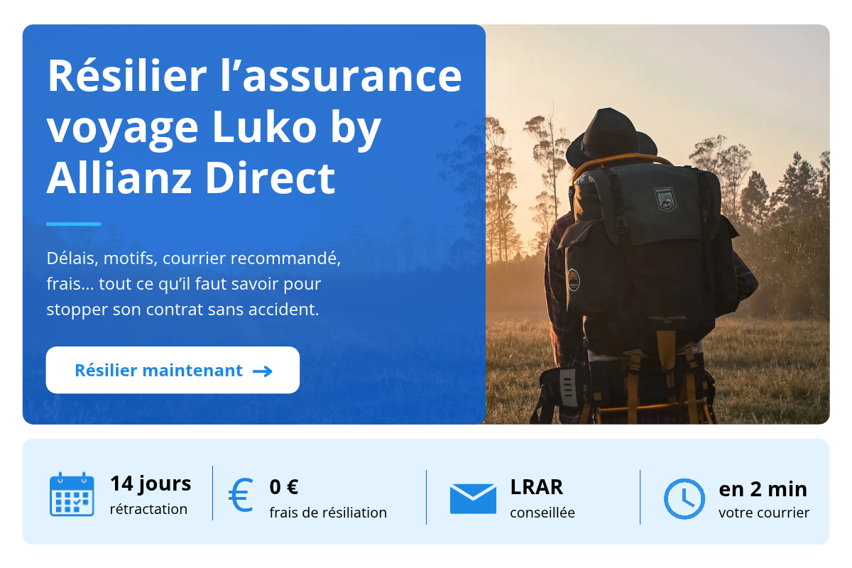 résiliation assurance voyage Luko by Allianz Direct