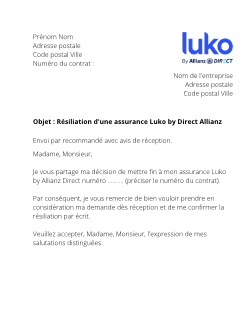 courrier de résiliation assurance habitation Luko by Allianz Direct