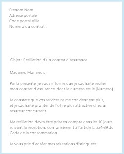 La lettre de changement d'assurance