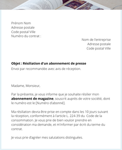 La lettre de résiliation d'un abonnement à Mediapart