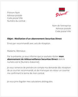 Resiliation Verisure Lettre