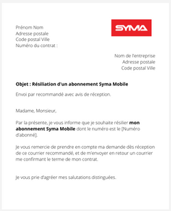 Résilier un forfait Syma Mobile