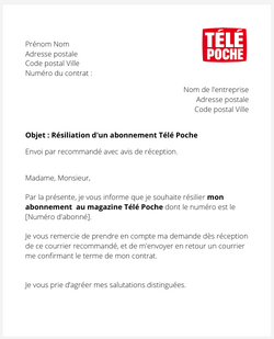 Résilier un abonnement Télé Poche