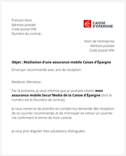 la lettre pour resilier une assurance mobile caisse depargne